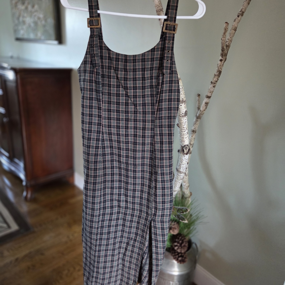 Urban Outfitters Checkered Midi Dress - Black and Gray
